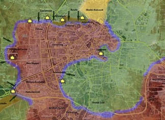 Mapa ofanzive džihadsko-oslobodilačkih snaga u Halepu Mapa Halepa za 17 juni