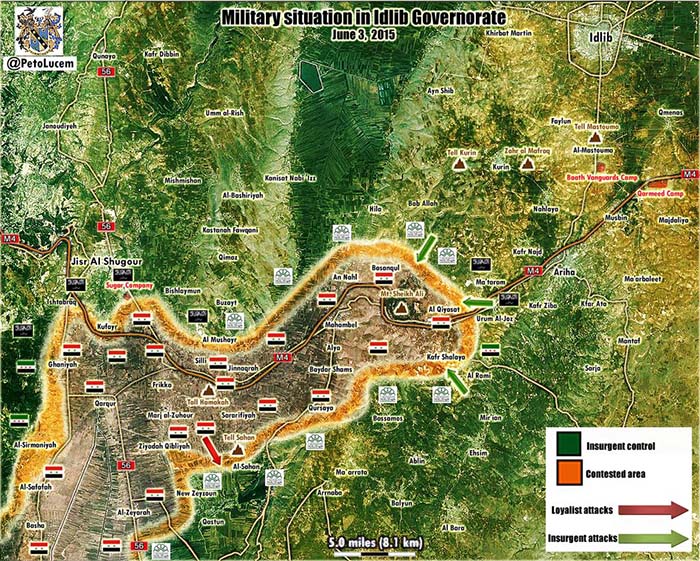 Mapa kontrole u Idlibu za 3. jun 2015.