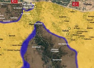 Sirija: Kurdi i FSA pokrenuli žestoku ofanzivu na Tel Ebjed Mapa kontrole Tel ebjeda i okolnih područja
