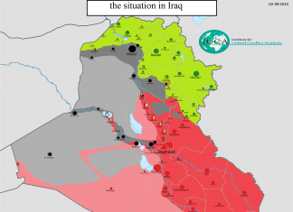 IRAK: Usporedne mape kontrole u septembru 2014. i 2015. godine IRAK: Mapa kontrole 2. septembar 2015. godine