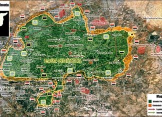 Mapa položaja borbenih skupina u Istočnoj Guti – maj 2016.