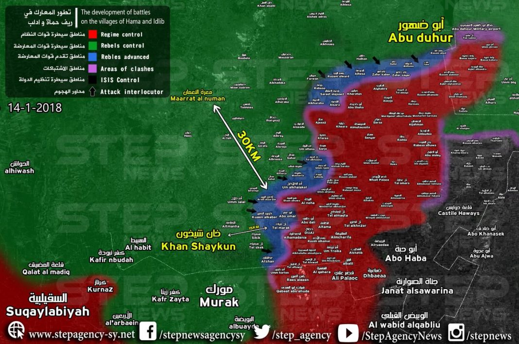 MAPA: Stanje na jugoistoku pokrajine Idlib nakon današnjeg napretka (moguća manja odstupanja)