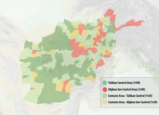 Mapa: Kontrola teritorija u Afganistanu Mapa Afganistana