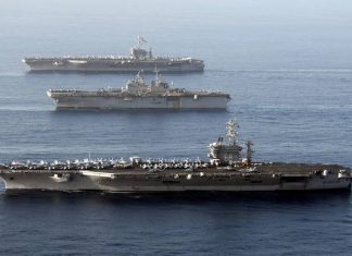 SAD odgovorio Rusiji raspoređivanjem nosača aviona u Mediteranu Američki nosači USS Nimitz (CVN 68), USS Bonhomme Richard (LHD 6) and USS John C. Stennis (CVN 74)