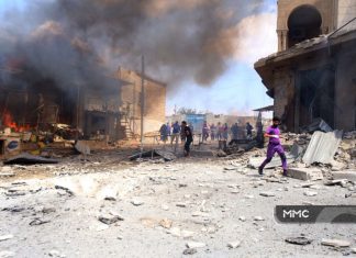 VIDEO: Samo danas, rusko-šijitski zločinci sručili preko 500 bombi na muslimane Sirije Bombardovanje Ma'r Šurina, Idlib, 16. juli 2019.