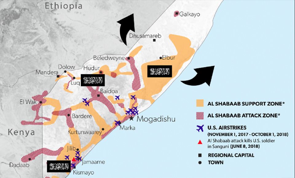 Mapa kontrole Somalije 2018. god